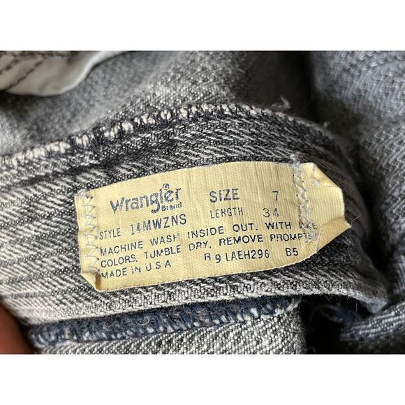 Wrangler Women's 7 Gray Pant Acid Wash Ankle Straight Leg Pinstripe 80s Retro - Picture 5 of 9